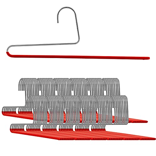 Mawa by Reston Lloyd Non-Slip Space Saving Clothes Hanger with Single Rod for Pants, Style KH35U, Red, Set of 160 - color: Red, size: Set of 160
