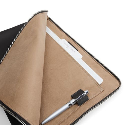 Leatherology Black Onyx Gusseted Document and Laptop Holder – Full Grain Leather Case for 13" & 15" Laptops with Expanding Pocket, Pen Slot & Microsuede Lining - color: Black Onyx