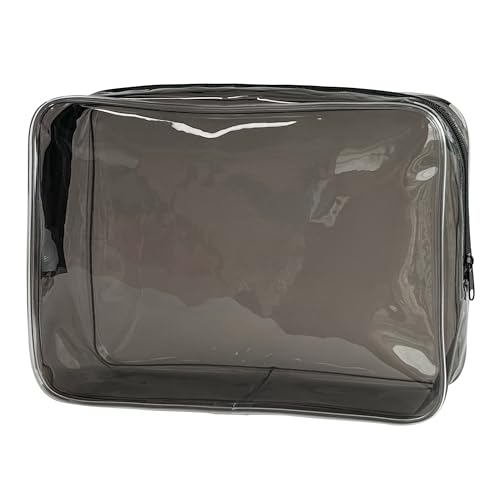 Waterproof PVC Makeup Bag - Leakproof Cosmetic Organizer for Travel Toiletry Storage 9.84×7.09×2.36 Inch for Women & Men (Black) - color: Black