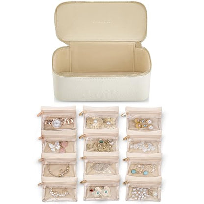 VLANDO Jewelry Travel Case,Gift for Women,Travel Jewelry Organizer with Clear Velvet Jewelry Bags Zipper Pouch for Women Girl Gift-12Pcs White - color: D.12PCS White
