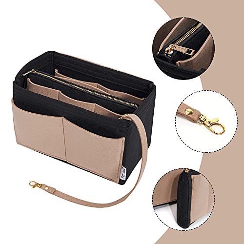 Vercord Felt Organizer Insert For Purse Handbag Tote Bag In Bag Inside Shaper Divider Neo Black & Beige Small - color: A Black & Beige, size: Small