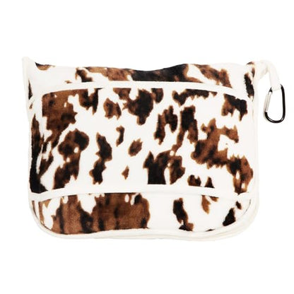 Carstens, Inc. Travel Blanket, Premium Compact 2-in-1 Airplane Blanket/Pillow, Wrangler Tri-Color Cowhide - color: Wrangler Tri-color Cowhide