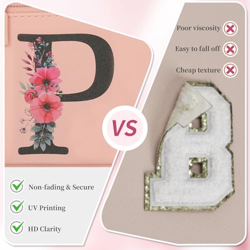 OCHEAL Initial Makeup Bag,Monogram Make up Bag Pink Travel Makeup Organizer Case Beauty Toiletry Cosmetic Bag with Brush Holder, Trendy Stuff Personalized Gifts for Women and Girls-P - color: Pink, style: P