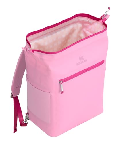 Stanley All Day Madeleine Backpack Soft Cooler 20 Can Cooler with Handle and Shoulder Straps Insulated Travel Bag with Zipper BPA-Free - color: Peony, style: Midi