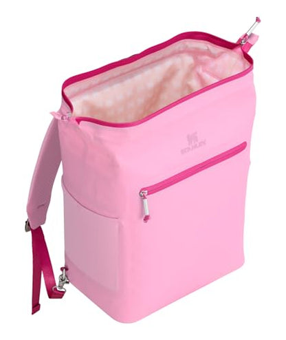 Stanley All Day Madeleine Backpack Soft Cooler 20 Can Cooler with Handle and Shoulder Straps Insulated Travel Bag with Zipper BPA-Free - color: Peony, style: Midi