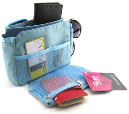 Periea ‘Tegan’ Small Handbag Organizer Insert or Make-up Bag – 5 Colors Available (Blue) - color: Blue
