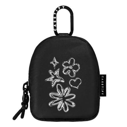 CASETiFY Earbuds Pouch - Chrome Doodles - Black - color: Chrome Doodles