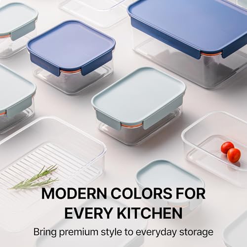 LocknLock Tritan Plastic Bisfree Modular Plus Food Storage Container Set, 8 set (4 containers & 4 Lids)- Navy - color: Navy, size: 8 set (4 containers & 4 Lids)