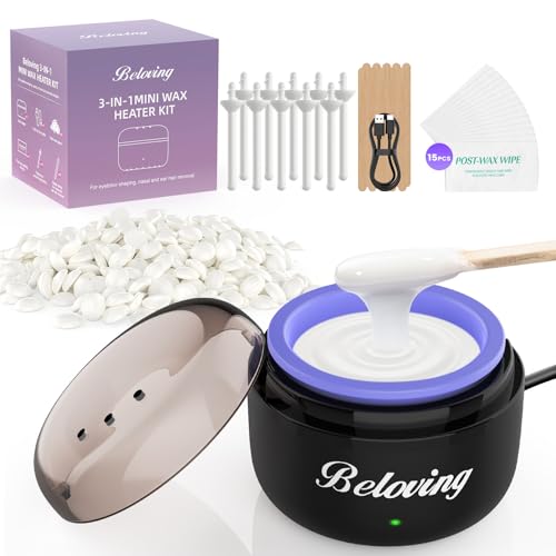 Nose Wax Kit, Mini Wax Warmer for Eyebrow Ear Hair Removal, Waxing Kit for Women Men with 100g Beads, 10 Applicators, 10 Nose Sticks, Portable at Home Waxer Melter Machine Kit for Face Waxing - Black - color: Black