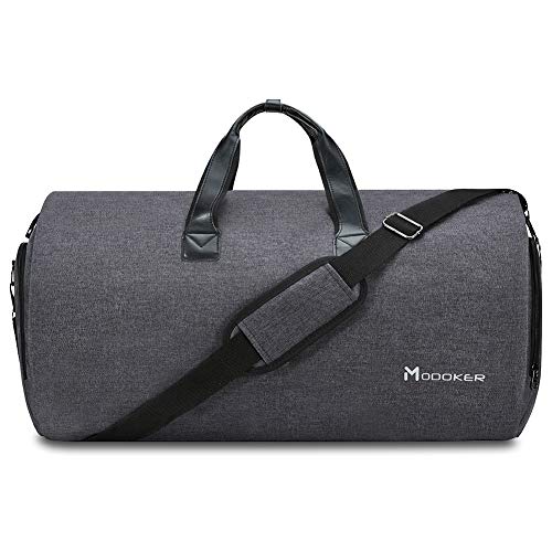 Modoker Convertible Garment Bag with Shoulder Strap, Carry on Garment Duffel Bag for Men Women - 2 in 1 Hanging Suitcase Suit Travel Bags, Black - color: Black