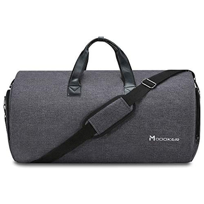 Modoker Convertible Garment Bag with Shoulder Strap, Carry on Garment Duffel Bag for Men Women - 2 in 1 Hanging Suitcase Suit Travel Bags, Black - color: Black