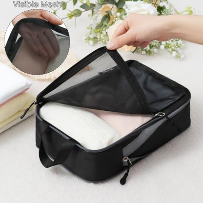 BAGAIL 6 Set Ultralight Compression Packing Cubes Packing Organizer for Travel Accessories Luggage Suitcase Backpack - color: Black40D, style: Mesh Pattern