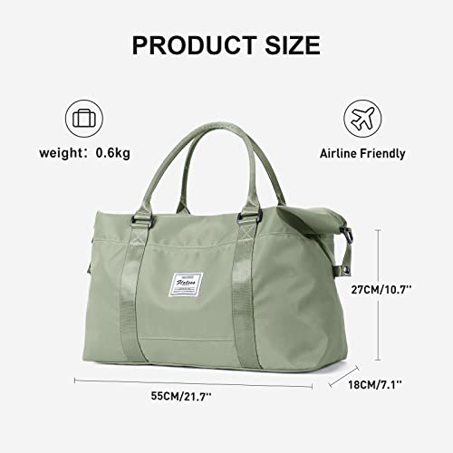 Sport Travel Duffle Bag Large Gym Tote Bag for Women, Weekender Carry on Bags for Airplane, Ladies Beach Overnight Bag Waterproof Luggage Bags with Wet Pocket Light Green - color: Light Green