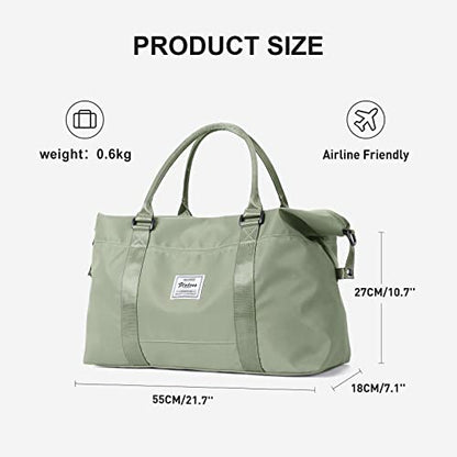 Sport Travel Duffle Bag Large Gym Tote Bag for Women, Weekender Carry on Bags for Airplane, Ladies Beach Overnight Bag Waterproof Luggage Bags with Wet Pocket Light Green - color: Light Green