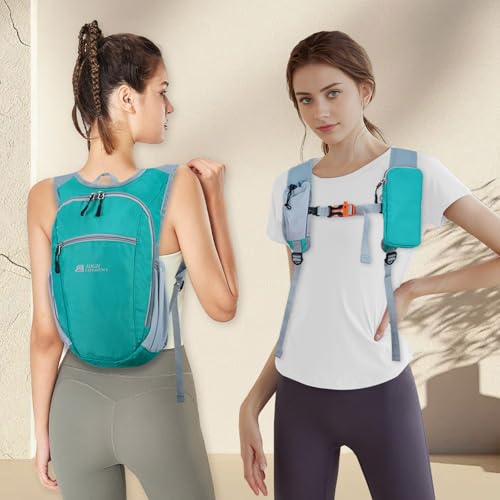 Hiking Backpack 10L/15L Small Daypack Lightweight Packable Travel Foldable Water Resistan for Women Men (Lake Green, 15L) - color: Lake Green, size: 15L