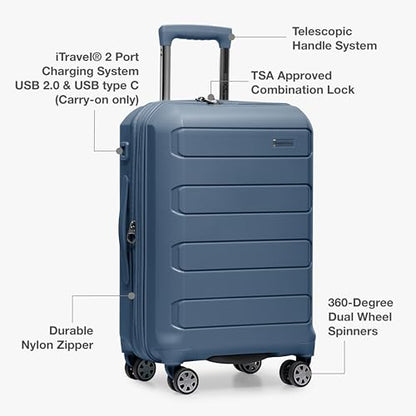 Traveler's Choice Pagosa Hardshell Expandable Luggage with Spinner Wheels, Slate Blue, 30-Inch Large - color: Slate Blue, size: 30-Inch Large