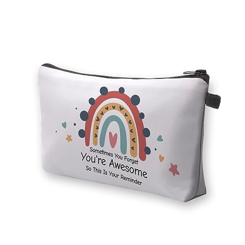 Deanfun Small Makeup Case - Cute and Waterproof Cosmetic Bag for Women(Rainbow, Sometimes You Forget That You'Re Awesome, So This Is Your Reminder D5-56372) - color: Rainbow, Sometimes you forget that you're awesome, so this is your reminder 56372