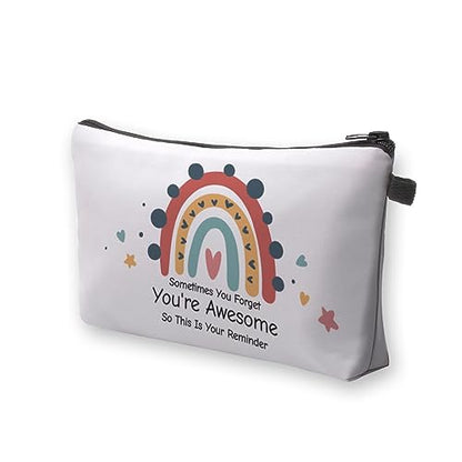 Deanfun Small Makeup Case - Cute and Waterproof Cosmetic Bag for Women(Rainbow, Sometimes You Forget That You'Re Awesome, So This Is Your Reminder D5-56372) - color: Rainbow, Sometimes you forget that you're awesome, so this is your reminder 56372