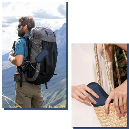 FINTIE Sunglasses Case, Hard EVA Shell Shockproof Sport Glasses Case with Metal Carabiner Travel Zipper Eyeglasses Holder - color: Dark Blue