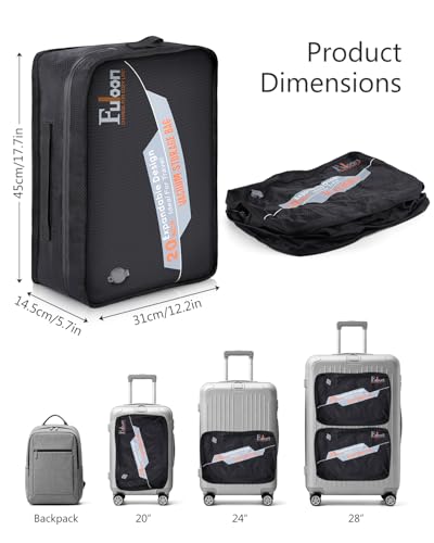 Fuloon Space Saver Vacuum Storage Bags, 20-Inch Travel Compression Bags for Air Travel, Business Trip, Carry-On Suitcases & Backpack, Black (1 Pack, With Pump) - size: 1 Pack With Pump