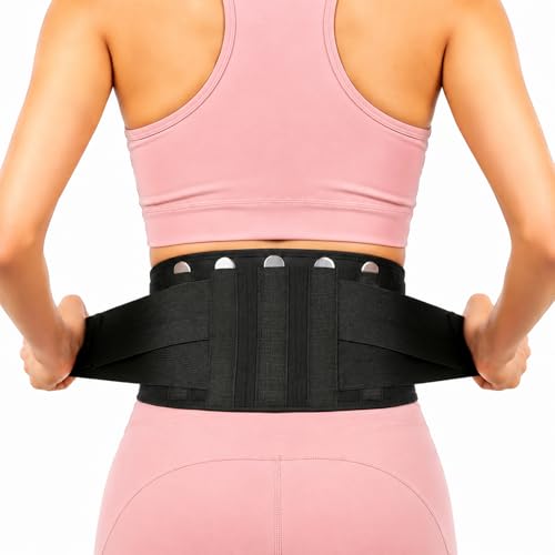 Back Brace for Lower Back Pain Relief, Wide Lumbar Support Belt for Men & Women, 5 Removable Metal Stays, Herniated Disc, Sciatica, Work & Lifting, Breathable Back Support (Medium 30"-38.9") - size: Medium