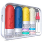 DEPOZA Travel Bottles Kit (16 Pack) - TSA Approved, Leak Proof Silicone Squeezable Containers for Toiletries. Complete Set with Jars, Sprayers & Bag (Fluorescent) - color: Fluorescent