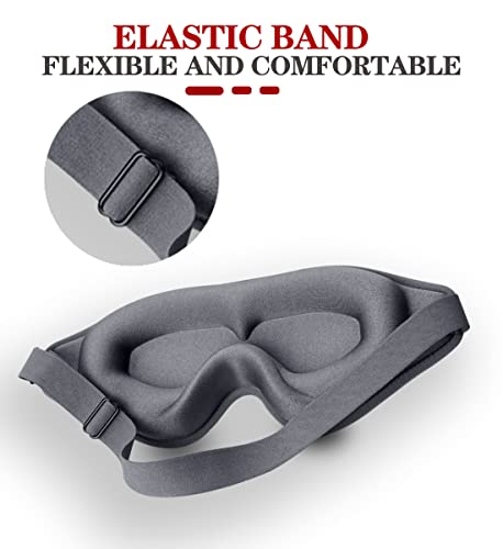 Sleep Mask, 3D Deep Contoured Eye Covers for Sleeping, 99% Block Out Light Eye Mask, Zero Pressure Cup Blindfold for Men Women, with Adjustable Strap for Sleeping, Yoga, Traveling (Grey) - color: Grey