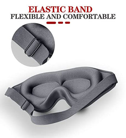 Sleep Mask, 3D Deep Contoured Eye Covers for Sleeping, 99% Block Out Light Eye Mask, Zero Pressure Cup Blindfold for Men Women, with Adjustable Strap for Sleeping, Yoga, Traveling (Grey) - color: Grey