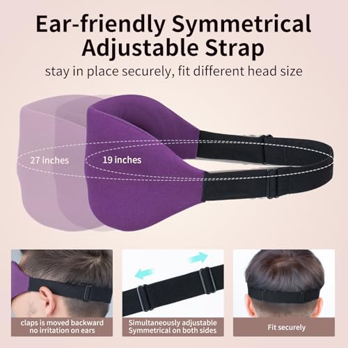 Sleep Mask, Blackout 3D Contoured Sleeping Eye Mask, Upgraded Eyelash Friendly Night Blindfold with Adjustable Strap, Lightweight Soft Eyeshade for Women Men, Concave Cup Eye Cover for Travel Nap - color: Purple