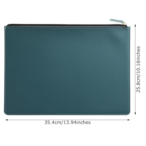 PU Leather A4 File Folder Zipper Document Holder Envelope Folder Case for Receipt Contract (Haze Blue) - color: Haze Blue