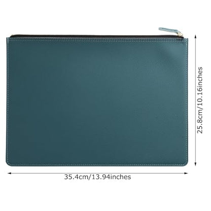 PU Leather A4 File Folder Zipper Document Holder Envelope Folder Case for Receipt Contract (Haze Blue) - color: Haze Blue