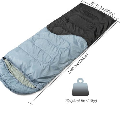 Sleeping Bag - 3 Seasons for Adults Kids Boys Girls Camping Hiking - Warm Cold Weather Lightweight Portable with Compression Bag for Backpacking in Spring, Summer, Fall and Winter - color: 4 lbs-Black Grey
