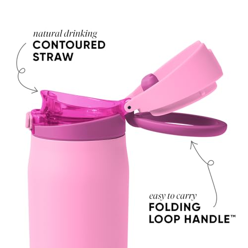 Simple Modern Mesa Loop Water Bottle with Covered Straw and Handle | 24oz Cup Holder Friendly Insulated Stainless Steel Bottles for Travel, Sports and School | Dragon Fruit Mix - color: -Dragon Fruit Mix, size: 24 Ounces