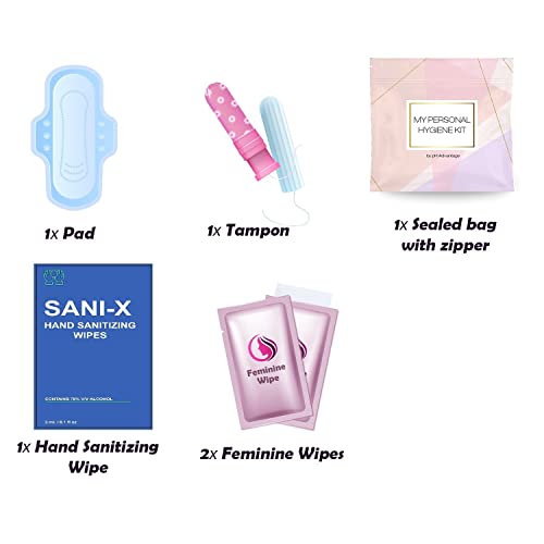 Light Rose Style Menstrual Kit All-in-One 10 Pack | Convenience on The Go | Period Kit Pack for Travelling, Tweens & Teenagers or just When You’re Out | Individually Wrapped Feminine Hygiene Product - color: Light