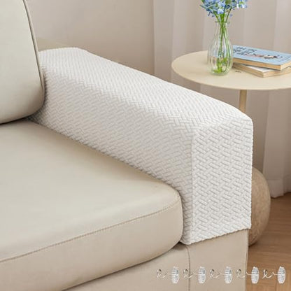Yoovat Sofa Arm Covers Recliner Couch Armrest Covers Chair Arm Covers Protectors (Texture-Cream White,Large (Set of 2)) - color: Texture-cream White, size: Large (Set of 2)