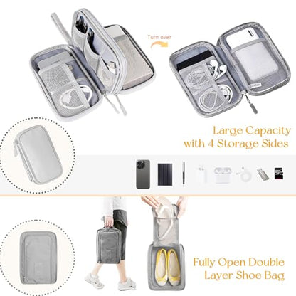 SNAIL GARDEN 8 Pack Compression Packing Cubes Set with Cable Organiser,Pill Box,Shoes Packing Organizer,Lightweight Compression Bags for Travel,4 Sizes Luggage Organizer Bags