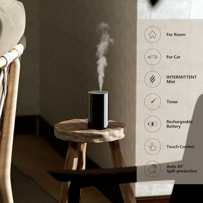 Airversa Waterless Essential Oil Diffuser Starter Kit with 4 x 10mL Fragrance Oil, Battery Operated Mini Scent Air Machine Portable Diffuser for Home Car Office, AN8 Kit2 Black - color: A1 Black1