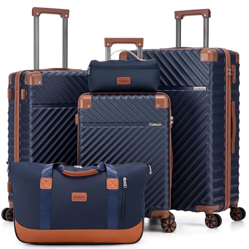 Cosbarn Luggage Sets 5 Piece with TSA Lock Spinner Wheels, Unisex Hard Case ABS Suitcase Set, Hardshell Lightweight Waterproof Travel Hardside Suitcases with Wheels for Women Men, Dark Blue - color: DarkBlue, size: 5 Piece Sets (20/24/28/Db/Tb)