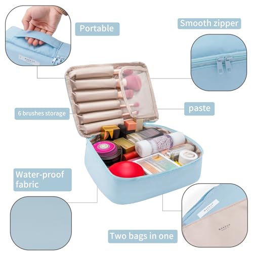 Queboom Travel Makeup Bag Cosmetic Bag Makeup Bag Toiletry bag for women and men (Blue) - color: Blue