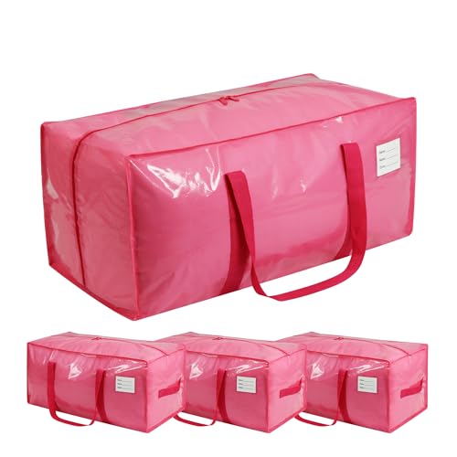 VTSVTS 4 Pack Extra Heavy Duty Large Moving Bags with Comfortable Handle & Strong Zipper,Storage Totes for Space Saving Moving Storage College Supplies Alternative to Moving Box,Pink - color: Jelly Pink, size: 4 Pcs
