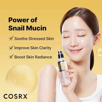 COSRX All About Snail Mucin Korean Skin Care Set, Mini Travel Essentials, Travel Size Gift Set with Snail Mucin Face Wash, Serum, Moisturizer & Eye Cream, Rejuvenating Kit, Mothers Day Gifts for Mom