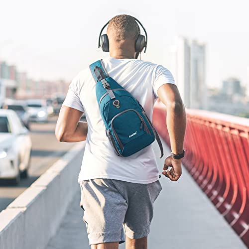 G4Free RFID Sling Bag Crossbody Backpack Small Chest Shoulder Bag Hiking Outdoor - color: Teal Blue