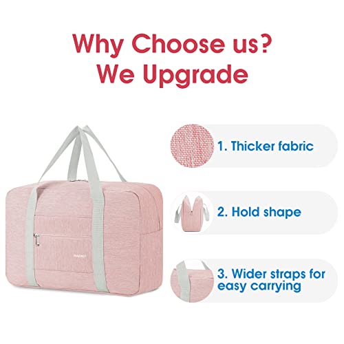 For Spirit Airlines Personal Item Bag Foldable Travel Duffel Bag Tote Carry on Luggage Duffle Overnight for Women and Men - color: 1112-Thick Series Pink