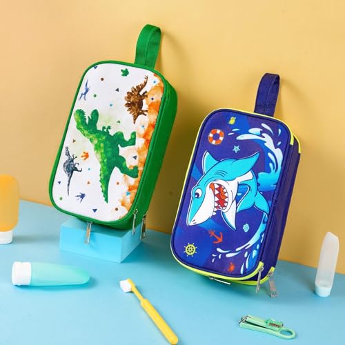 Dinosaur Toiletry Bag - Travel Toiletry Bag for Boys Kids Christmas Birthday Gift Toiletries Makeup Cosmetic Pouch Camping Traveling Toiletry Case Water-resistant Wash Bag Dopp Kit with Mesh Pocket - style: Dinosaur C