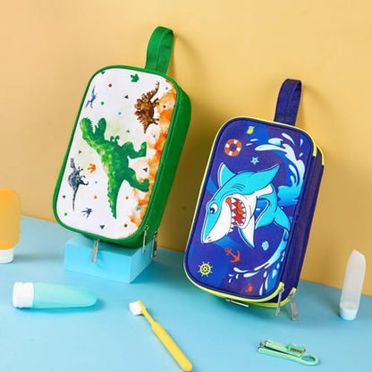 Dinosaur Toiletry Bag - Travel Toiletry Bag for Boys Kids Christmas Birthday Gift Toiletries Makeup Cosmetic Pouch Camping Traveling Toiletry Case Water-resistant Wash Bag Dopp Kit with Mesh Pocket - style: Dinosaur C
