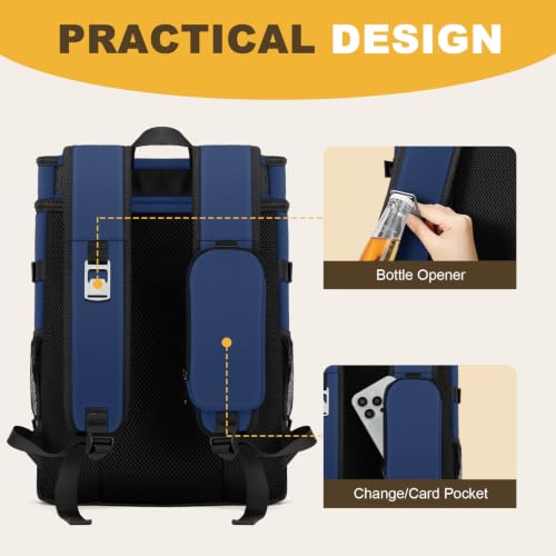 MIYCOO Cooler Backpack - 40 Cans Insulated Backpack Cooler for Men & Women, Portable 2 Leak Proof Compartments Coolers Bag for Beach Travel Picnic Lunch Hiking BBQ Camping - color: Dark Blue