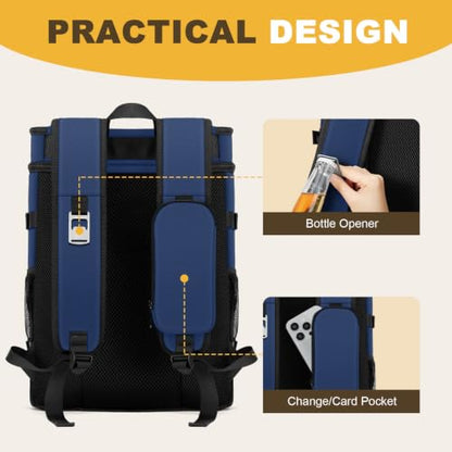 MIYCOO Cooler Backpack - 40 Cans Insulated Backpack Cooler for Men & Women, Portable 2 Leak Proof Compartments Coolers Bag for Beach Travel Picnic Lunch Hiking BBQ Camping - color: Dark Blue