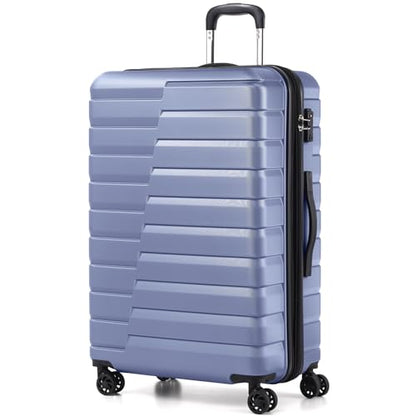 Coolife Expandable Large Checked Luggage with Spinner Wheels, Hard Shell Suitcase TSA Lock Rolling Travel Luggage 28-inch,Blue - color: blue, size: Large(28in)