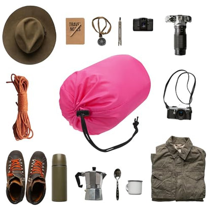 Stuff Sack [2PCS] - Waterproof Outdoor Storage Sacks Use for Backpacking & Traveling & Hiking - [Rose Red-5 x 10 in/ 13 x 25 CM] Ultralight Drawstring Bags - color: Rose Red
