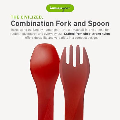 humangear GoBites Uno | Travel & Camping Utensils | Portable & Convertible Dining Ware | Multi-Functional Spork, Red - color: Red